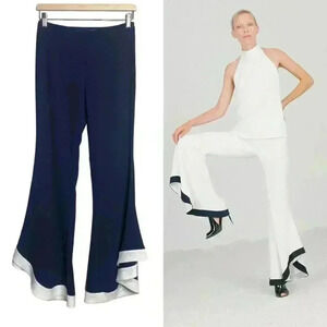 Galvan London Pants Flare Ruffle Hem Pull On Trouser Pants Blue Size 2